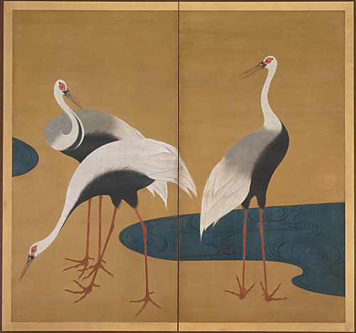 Cranes, Suzuki Kiitsu (Japanese, 1796–1858)Period: Edo period (1615–1868)Date:ca. 1828–early 1830sCu