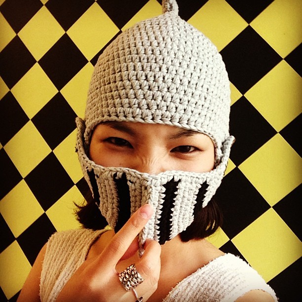 Badass Crochet Knight Helmet by Jihee Baik ... Get The Pattern, Make Your Own! 👉 