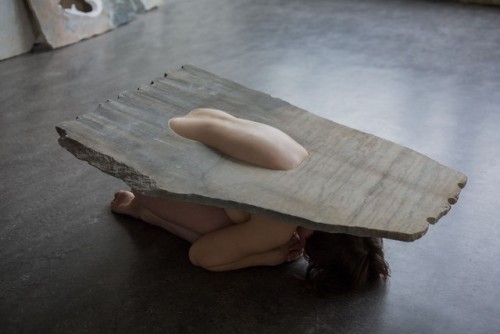 serpentinetigerlily: itscolossal: Human Limbs Mysteriously Emerge from Marble Slabs in Milena Naef&r