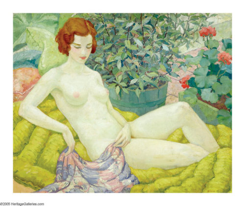 William Henry Kemble Yarrow (American, 1891 - 1941) Nude in a garden 