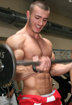 muscletits:  He enjoys the feel of the weight, the iron in his hands, how it makes his muscles react.  He will lift more and more until his muscles are three times their original size.  