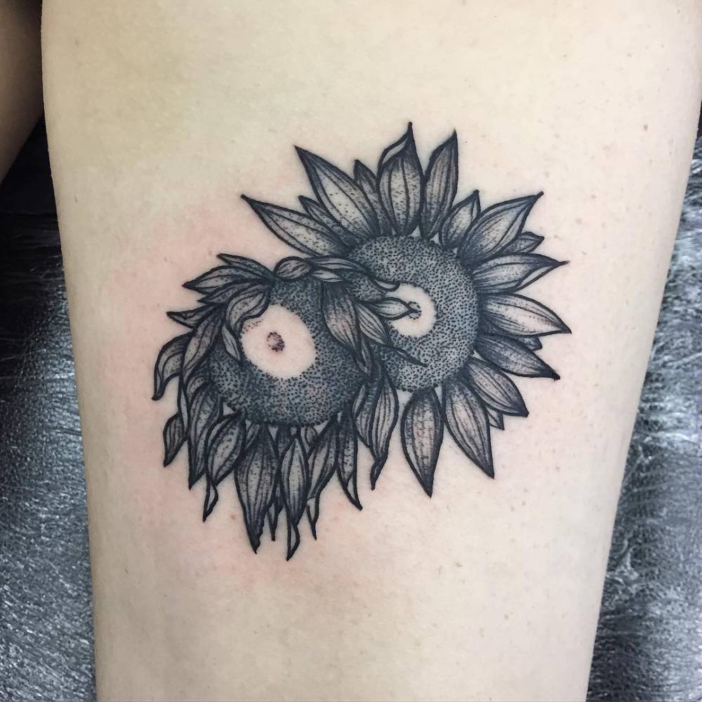 Blackwork/dotwork style sun flower. Tattoo artist:... - Official Tumblr  page for Tattoofilter for Men and Women