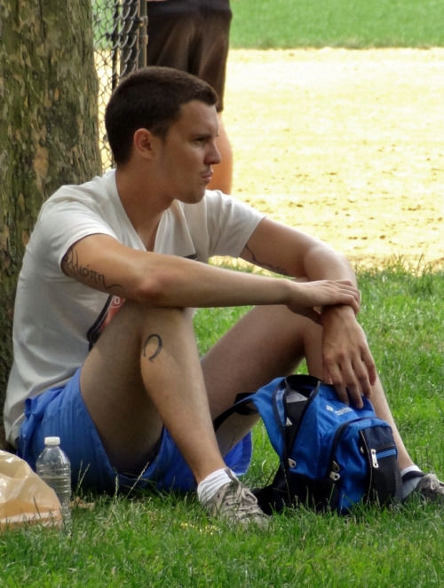 Letting the breeze into his shorts