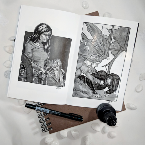 patchesdraws:My 2018 Inktober zine, inspired by A Court of Thorns and Roses, is available in my etsy
