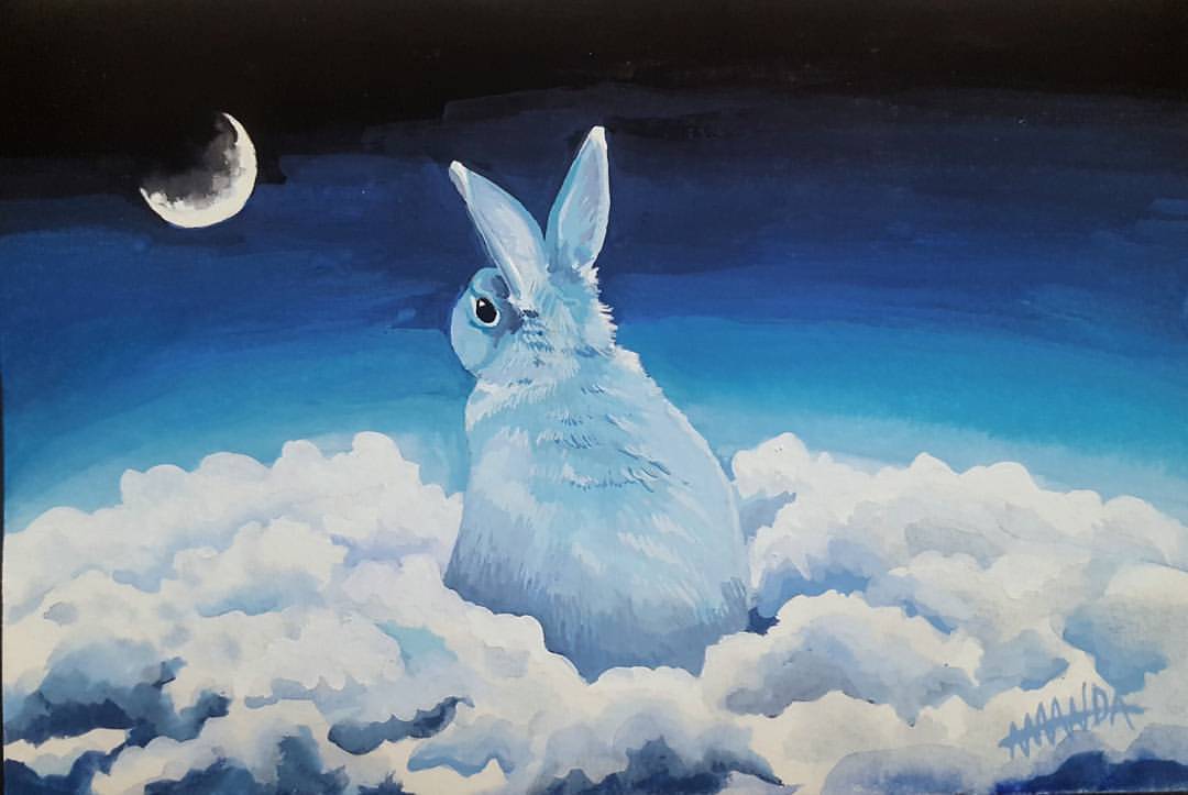 New lil dreamy cloud bunny for you all :3
Happy Friday! ☁🌒🐰🌒☁
#spacebunny #moonbunny #cloudbunny #bunny #rabbit #bunniesofinstagram #painting #gouache #sandmanalone #artistsofinstagram #artistsoftumblr #space #moon #clouds