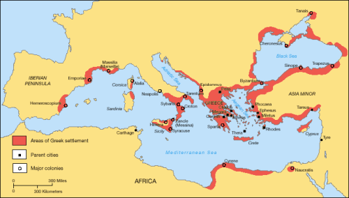 mapsontheweb:Greek homeland and diaspora, 6th century BC.