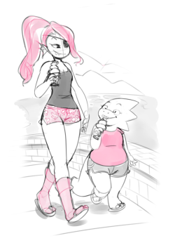 cookingpeach:Undyne X Alphys ~ &lt;3 Images from my doodling on twitter! https://twitter.com/MiupixX3 &lt;3