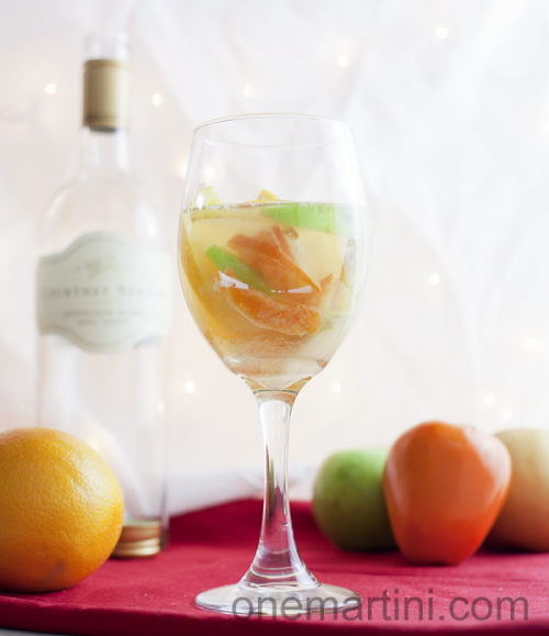 White Christmas Sangria 1 persimmon 1 Asian pear 1 Granny Smith apple 1 orance &frac34; c Barenjager