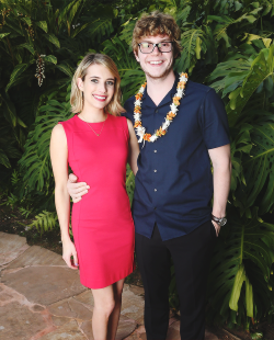 : Emma Roberts and Evan Peters attend the