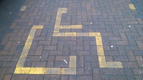 Spotted this disabled parking bay while out and about today, instead of the regular circular painted