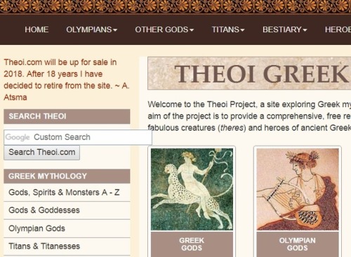 coloricioso:a-gnosis:coloricioso:Hi there! Does anyone know what is going to happen to theoi.com? Or