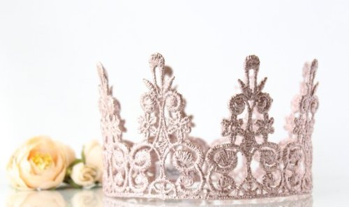 Rose Gold Pink Lace Crown //RavenBoutiqueLLC