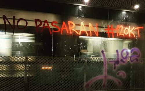 Memorial graffiti around Sweden for Björn Söderberg, an antifascist activist who was shot dead by na