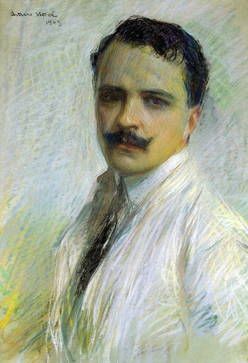 coraltigerpizza:Arturo Noci (1874- 1953), Self Portrait In White Jacket · 1909