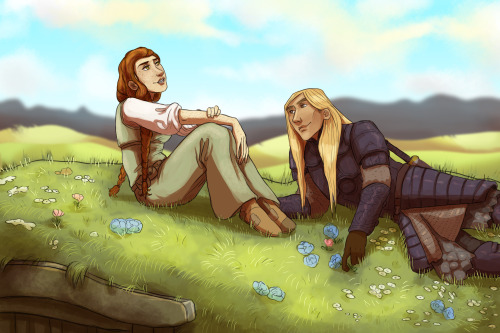 funkytoes:Part of an art trade with @theodwyns, a scene from her lovely fic, Brego’s Mistress :D You