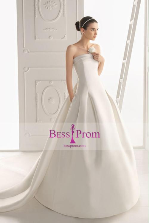 Princess Skirt 2015 Satin Strapless Wedding Dress