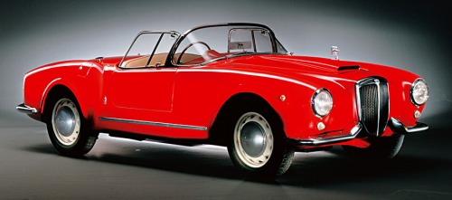 carsthatnevermadeitetc:  Lancia Aurelia 2500 Spider, 1954, designed by Pininfarina. 240 B24 series were made between 1954-55. The Aurelia was the first series production car to have a V6 engine (in 1950) and the to first to be equipped with radial-ply