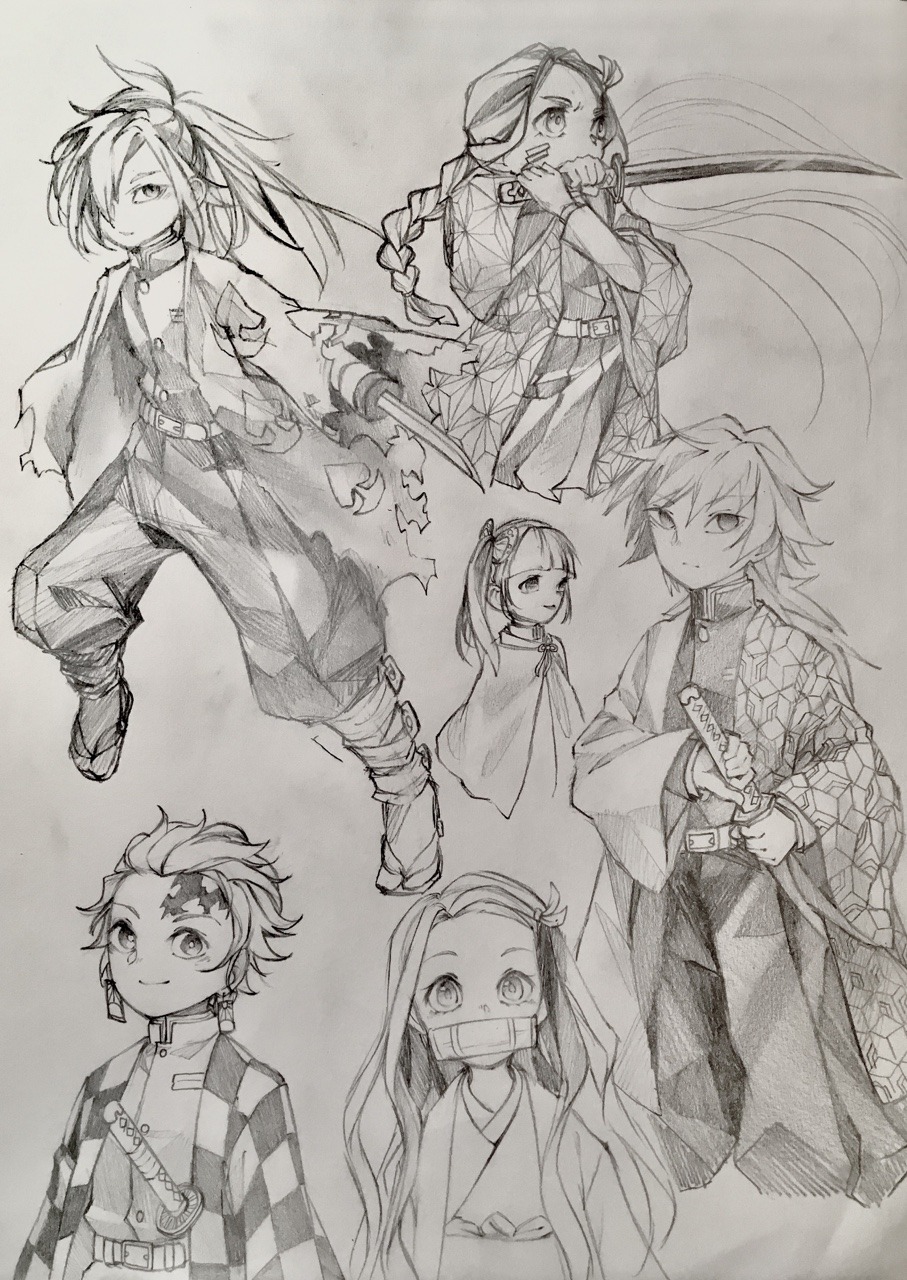 Been drawing lots of Kimetsu no Yaiba style characters. Here's my