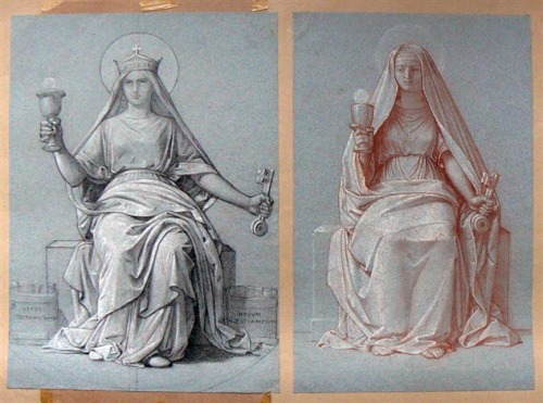 Savinien François Charles Petit (1815–1878)“Tête de Vierge et allégories de la Foi” , 1868