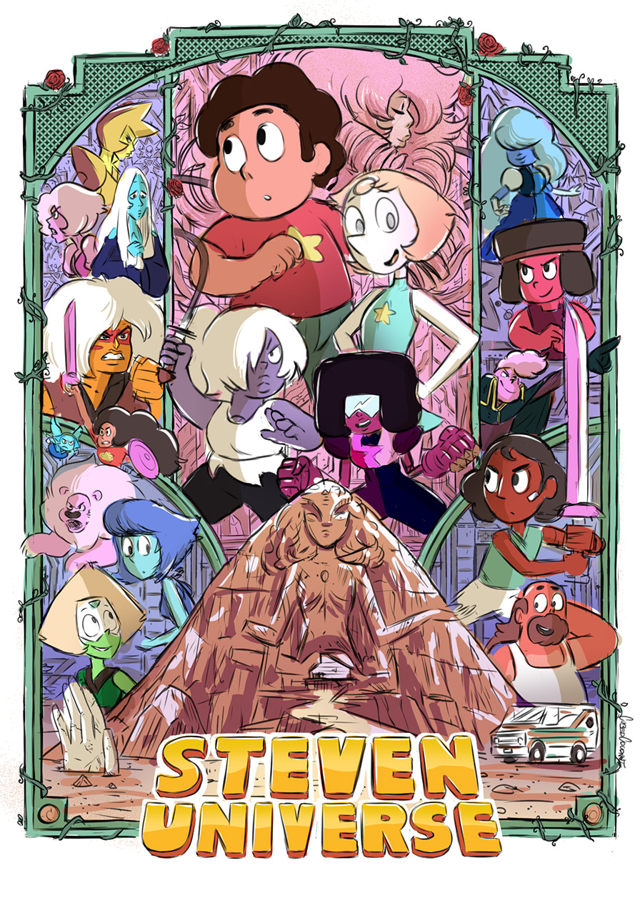 Here’s the rough draft for my upcoming SU poster! It’s gonna be a big one :DWhen