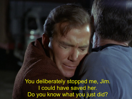 trek-tracks:The camera cuts right from Bones saying “Murderers!” looking straight at Jim to Jim’s st