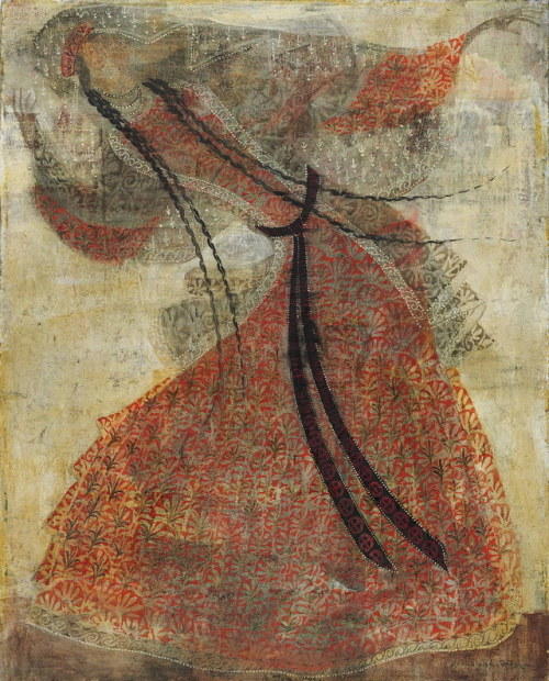 Dancer (2002). Merab Abramishvili (Georgian, 1957-2006). Tempera, heightened with gold, on linen lai