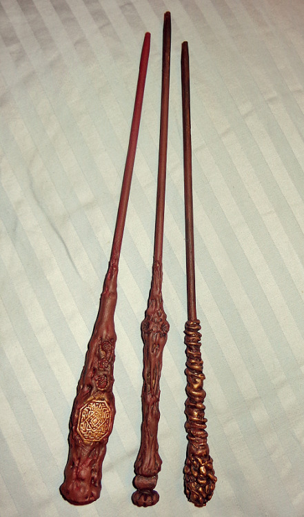 bakingvintage:The first three Harry Potter wands I’ve made! Chopsticks, beads, and hot glue, p
