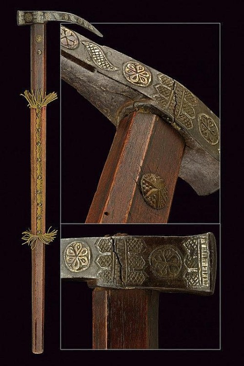 Silver decorated war hammer, Eastern Europe, 17th century.from Czerny’s International Auction House