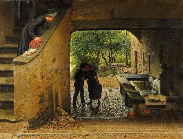 Caught, 1888, by Luigi Monteverde  #Luigi Monteverde#painting