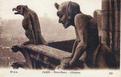 forgetallyouarein80s:Chimera and gargoyles of   Notre Dame de Paris