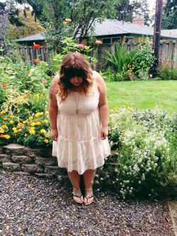 girlinabearsuit:  OOTD: Birthday Day/garden party It’s mah birthday. I’m 25. This place has a ton of cats though, seriously. Dress: Thrifted, “pinky” brand 2x Shoes: old navy Necklace: I don’t remember  Dinner with friends and family tonight,