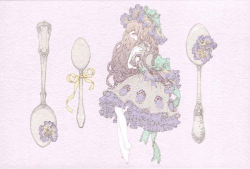 VIOLA DRESS postcard by Kira Imai. Also printed in her “Hitosaji Hime” book. Both availa