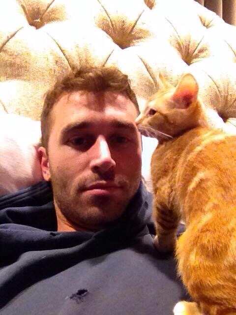 mollyjensen:  James Deen and his cats.
