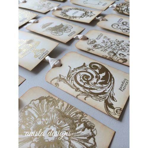 A variety of our gold embossed designs, used on parenting advice tags. #favourtags #gifttags #gold #