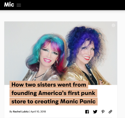 “While they lived through years where having blue hair or green hair was taboo, the sisters have been thrilled to see just how mainstream Manic Panic has become. It’s appeared on fashion runways via designers like Betsey Johnson and Louis Vuitton....