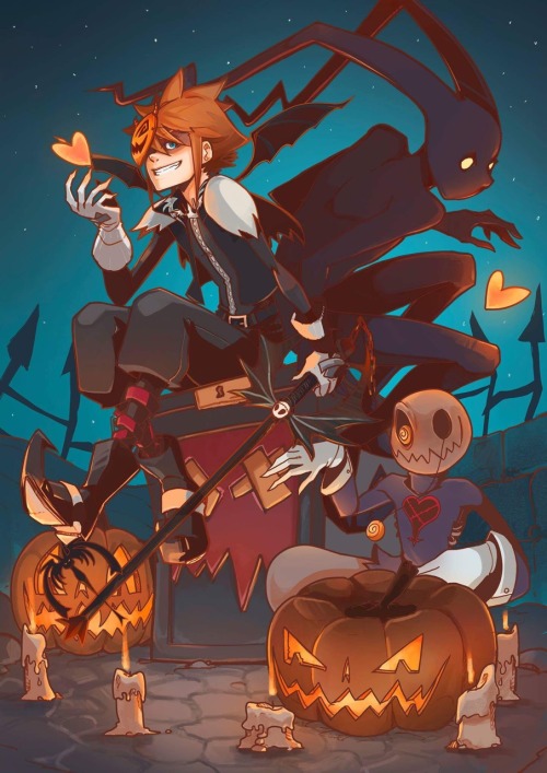 engerklaux:  Well, just say happy halloweeen :3 with this fanart i made of sora <3 