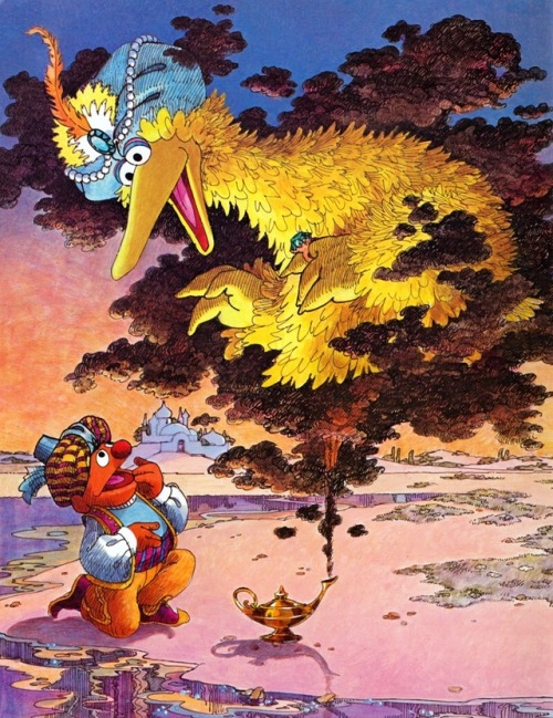 talesfromweirdland:Pretty suberb Michael J. Smollin illustrations from the 1982 Sesame Street calend