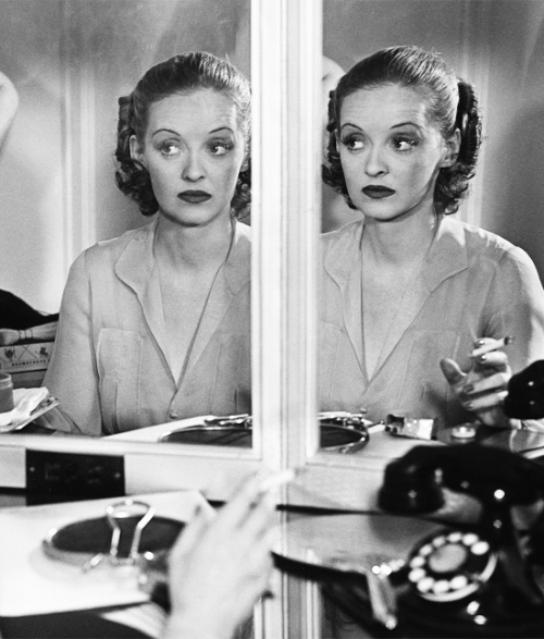 Bette Davis in her dressing room during the filming of Jezebel