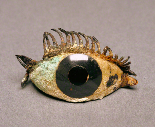 Right eye of a statue. Greek, 500–100 BCE, Marble, obsidian, glass, and copper. Getty Museum.       