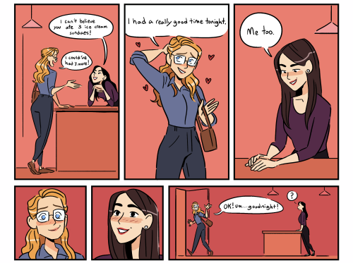Here’s my comic for this year’s @supercorpzine ! First date! First kiss! These dorks!
