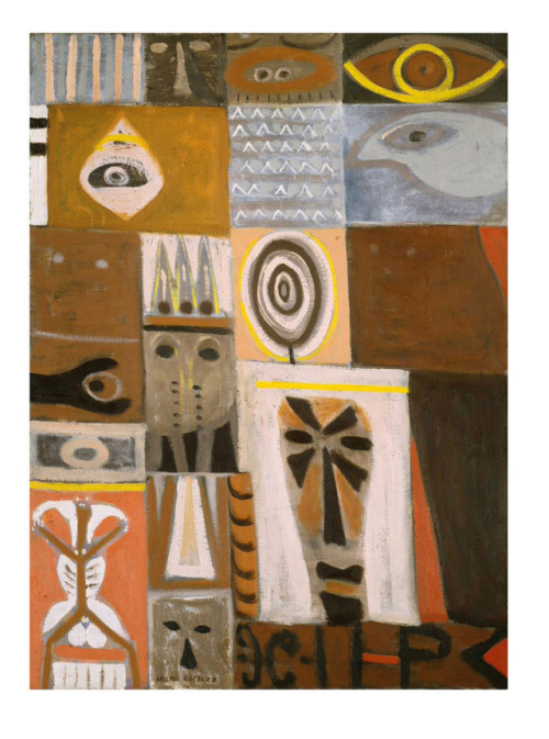 Adolph Gottlieb“Augury”194540 x 30”Oil on canvasTwo Adolph Gottlieb paintings, “Augury” and “Red Bir