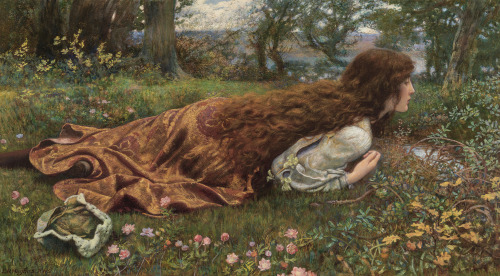 mysteriousartcentury:Edward Robert Hughes (1851-1914), The Princess Out of School, 1901, gouache and