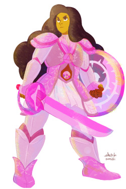 sketchamidi:   Going to wrap up this month with Stevonnie all geared up and ready to go. I was thinking about adding Lion to this pink fest, but 