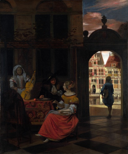 Pieter de Hooch - A Musical Party in a Courtyard - 1677
