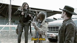 Morgan, Althea, John, Alicia, Strand and Luciana in Fear the Walking Dead 4x06 “Just in Case”.Gifs b
