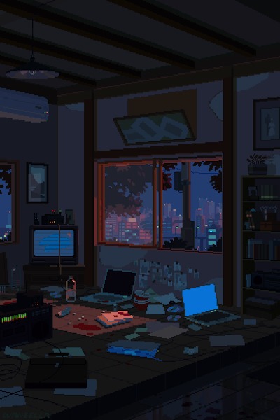 pixel art, cyberpunk, & vintage anime