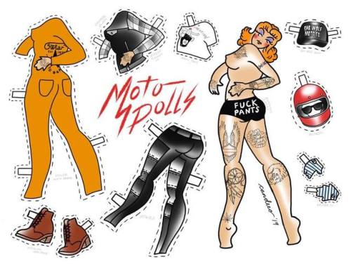 These are a few of my favorite (moto) things Might do a series of these #motodollz #paperdolls  . . 