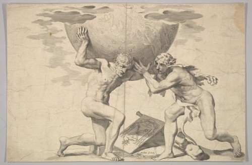 ars-videndi: Claude Mellan (French, Abbeville 1598–1688 Paris), Hercules Assisting Atlas, engr