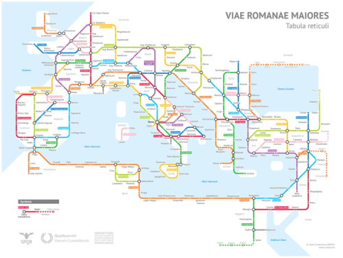 mapsontheweb:Subway-style diagram of major Roman roads.