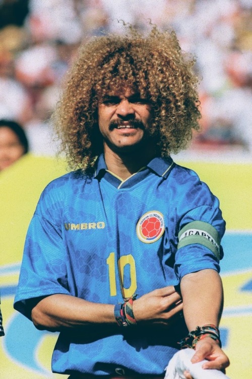 Carlos Valderrama, a creative playmaker, known for his great passing, technical skill, and elegance on the ball, he is regarded as one of the best Colombian and South American footballers of all time.